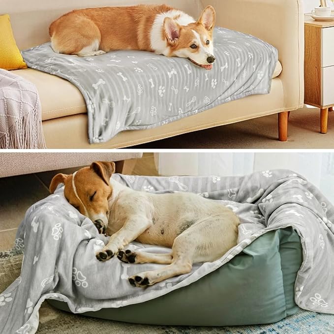 Dog Cooling Blanket Lightweight Self Cooling Blanket Bed Cover for Small Medium Dogs Washable Dog Cat Summer Blanket &Ice Silk Cooling Pet Blanket for Crate&Kennel Sofa (Dog Bone) S