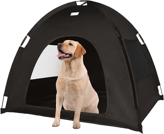 Pet Teepee House,Cat and Dog Waterproof Tent House,Breathable Washable Indoor/Outdoor Pet Tent,Suitable for Kitty,Puppy,Bunny and Small Animal(Black L)