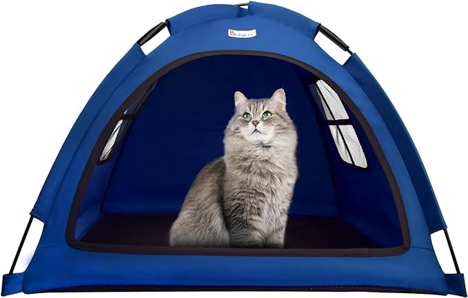 Pet Teepee House,Cat and Dog Waterproof Tent House,Breathable Washable Indoor/Outdoor Pet Tent,Suitable for Kitty,Puppy,Bunny and Small Animal(Navy Blue S)