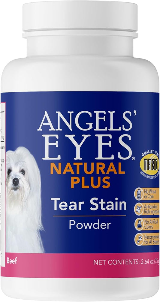 ANGELS' EYES NATURAL PLUS Tear Stain Prevention Beef Powder for Dogs | All Breeds | No Wheat No Corn | Daily Support for Eye Health | Proprietary Formula |Limited Ingredients | Net Content 75g