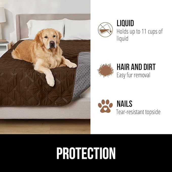 Gorilla Grip 100% Waterproof Dog Blanket, Pet Friendly Throw Essential for Small Dogs, Tear and Slip Resistant Leakproof Washable Couch Cushion Protector Cover for Indoor Furniture, 30x70 Chocolate