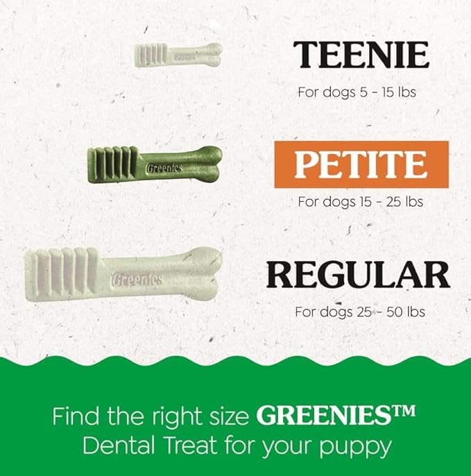 Greenies Puppy Petite Size Natural Dental Dog Treats, 12 oz. Pack (20 Treats)
