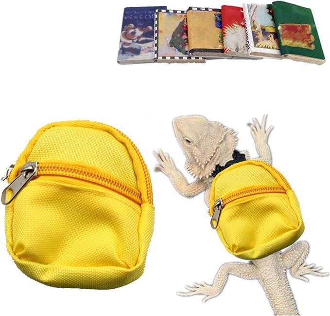 HAICHEN TEC Lizard Backpack for Bearded Dragons School Bag & Books Set Reptile Apparel Accessories Handmade Photo Party Back to School Supplies for Lizard Bearded Dragon Crested Gecko Chameleon