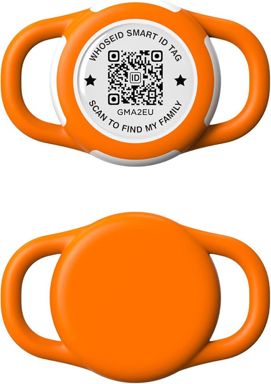 QR Code Airtag Holder, Scan QR Code Send Location Alert Email, Waterproof Full Body Protection Anti-Lost Air Tag Case, Airtag Accessories for Dog, Cats, Collar, Backpack (Orange, Small)