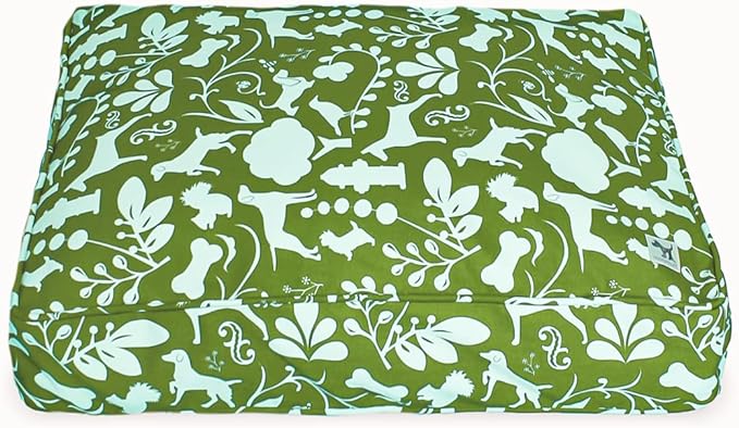 Molly Mutt Medium to Large Dog Bed Cover, Amarillo by Morning, Olive Green & Light Blue 27"x36"x5"