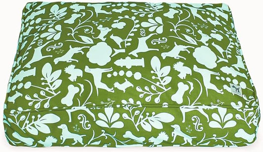 Molly Mutt Huge Dog Bed Cover, Amarillo by Morning, Olive Green & Light Blue 36"x45"x5"