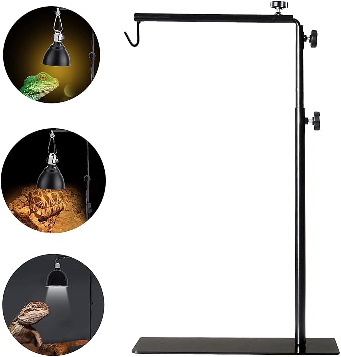 BETAZOOER Reptile Lamp Stand Adjustable Floor Light Holder Stand Landing Lamp Stand Bracket Metal Lamp Support for Reptile Glass Terrarium Heating Light