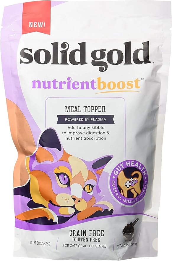 Solid Gold NutrientBoost Meal Topper for Cats - High Protein Crunchy Cat Treats Rich in Vitamins Minerals and Amino Acids - 1 Pound