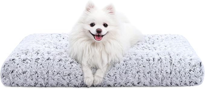 KSIIA Washable Dog Bed Deluxe Plush Dog Crate Beds Fulffy Comfy Kennel Pad Anti-Slip Pet Sleeping Mat for Large, Jumbo, Medium, Small Dogs Breeds, 29" x 21", Gray