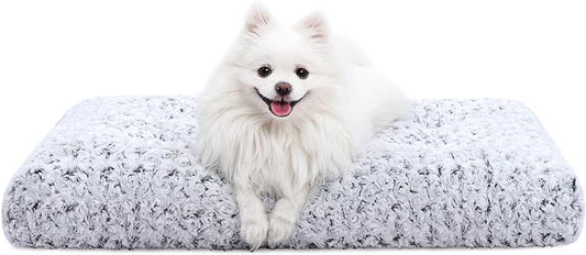 KSIIA Washable Dog Bed Deluxe Plush Dog Crate Beds Fulffy Comfy Kennel Pad Anti-Slip Pet Sleeping Mat for Large, Jumbo, Medium, Small Dogs Breeds, 23" x 18", Gray