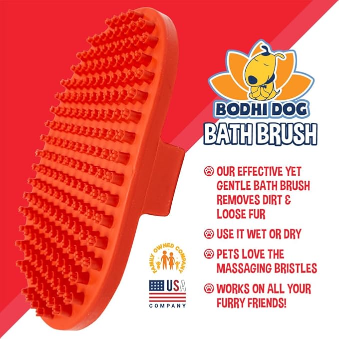 Bodhi Dog Shampoo Brush | Pet Shower & Bath Supplies for Cats & Dogs | Dog Bath Brush for Dog Grooming | Long & Short Hair Dog Scrubber for Bath | Professional Quality Dog Wash Brush