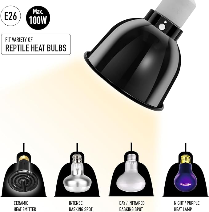 Reptile Light Fixture, 5.5'' Standard Dome for Reptile Basking Bulb Light/Heat Lamp/Ceramic Heat Emitter, 5.5 Inch Light Dome