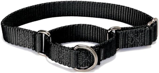 PetSafe Adjustable Martingale Collar - Only Tightens When Dogs Pull, Prevents Slipping Out - Helps with Strong Pullers, Increased Control - Alternative to Choke Collar - 3/8", Petite, Black