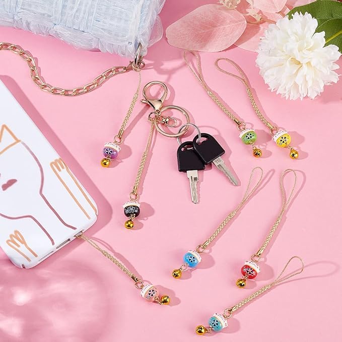 PH PandaHall 8pcs Lucky Cat Keychain Beckoning Cat Pendants Japanese Maneki Neko Fortune Pendants Keyrings Wealth Health Cat Ornament Mobile Phone Pendant for Cell Phone Backpack Wallet Christmas