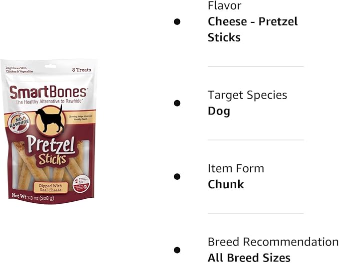 SmartBones No Artificial Colors or Preservatives Pretzel-Style Chews, Treat Your Dog to a Fun Shapped Rawhide-Free Chew 8 Count (Pack of 1)