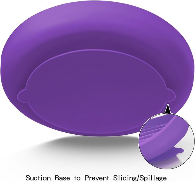 Slow Feeder Dog Bowls, Silicone Food Bowl Anti-Gulping, Pets Puppy Slow Feeder with Suction Cups, Dishwasher Microwave Safe for All Small Medium Dogs, Wave Design Purple