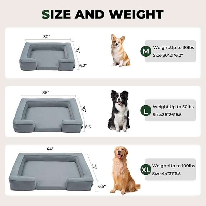 BALANCE Cooling Dog Sofa Bed, 3 in 1 Dog Beds with Removable Washable Cover, Reversible Cushion Dog Couch Summer Comfort Pet Sofa Bed