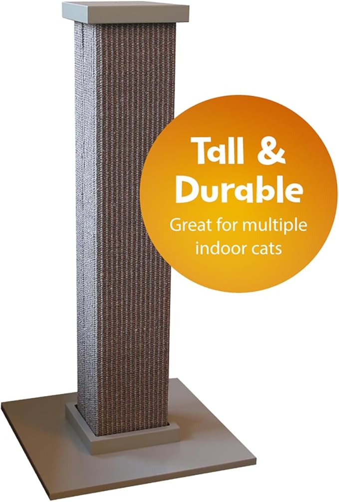 Ultimate Scratching Post – Gray, Large 32 Inch Tower - Sisal Fiber, Simple Design - For All Cats