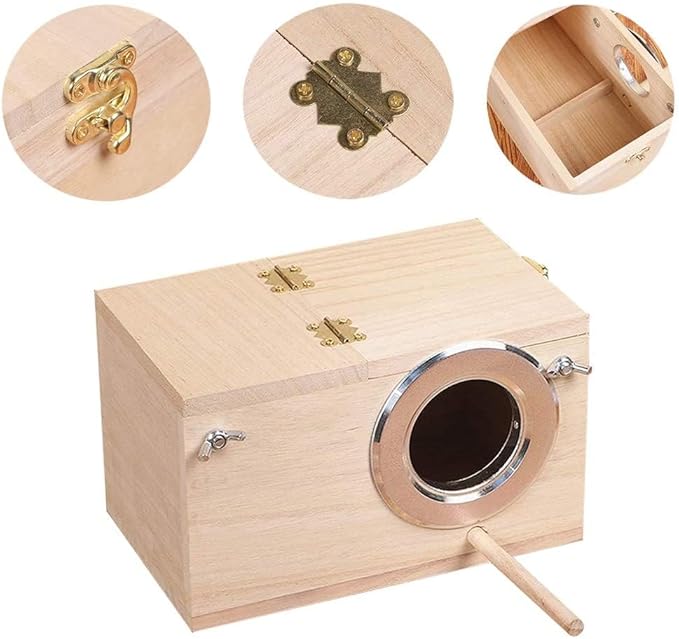 Pet Wood Parakeet Nest Box Bird House Breeding Nesting Bird Cage Box for Lovebirds Cockatiel Parrotlets