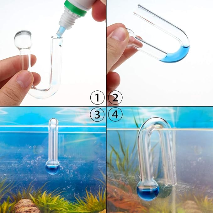 Senzeal Hang On CO2 Drop Checker Glass Aquarium Monitor CO2 Indicator for Planted Fish Tank