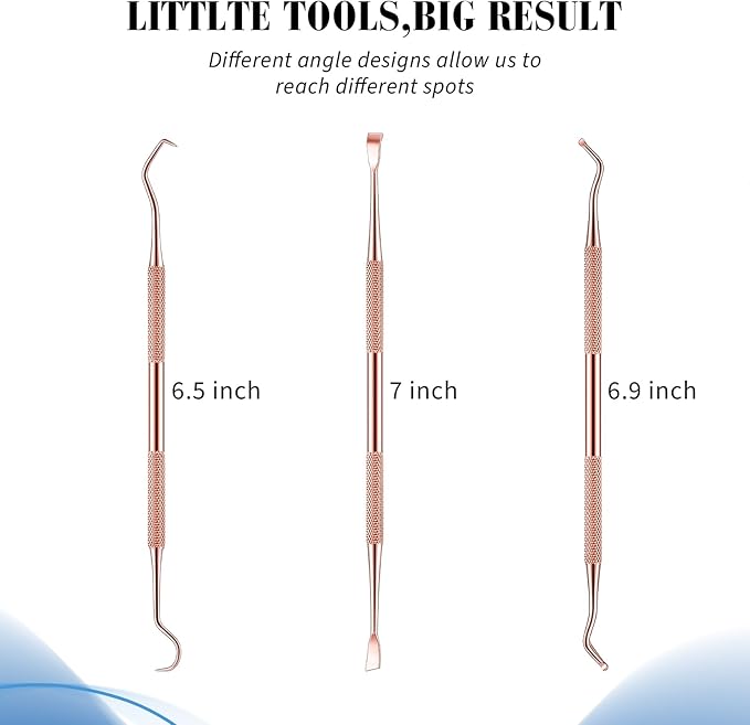 3 Pieces Dog Dental Tooth Scaler and Scraper Stainless Double Headed Tarter Removing Tool Scraper Pet Teeth Cleaning Tools for Dog and Cat (Rose Gold)