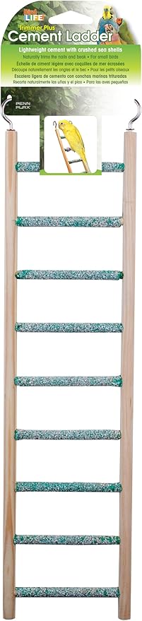 Penn-Plax Bird-Life Trimmer Plus Cement & Wood 9 Step Ladder – Cement Made from Crushed Sea Shells – Great for Small Birds (BA243)