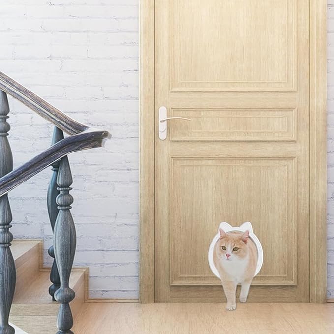 Large Cat Door Interior Door, No-Flap Cat Door for Interior Door, Pet Door for Cats, Easy DIY Setup, No Training, Up to 22 LBS, Easy to Install(Snow White)