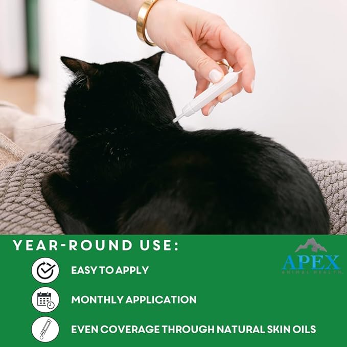 Apex Plus Cat Flea and Tick Treatment | 6-Month Supply, Over 1.5 lbs | Flea Treatment for Cats | 24-Hour Activation, Waterproof, 30-Day Protection