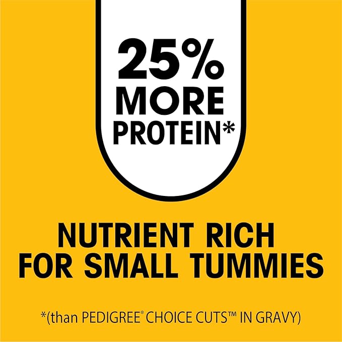 Pedigree Small Dog Tender Bites in Gravy, Steak & Vegetable Flavor Canned Wet Dog Food, (Pack of 12) 13.2 oz. Cans