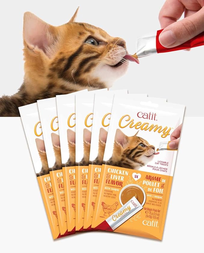 Catit Creamy Lickable Cat Treat, Healthy Cat Treat, Salmon, 30 Pack