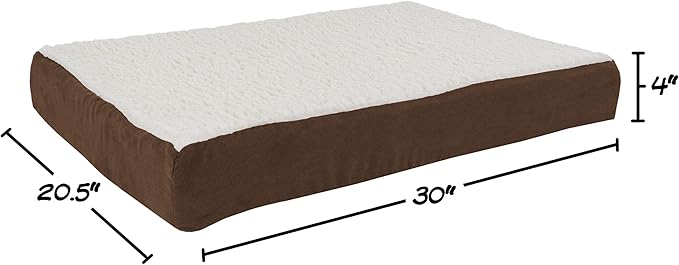 Orthopedic Dog Bed ? 2-Layer Memory Foam Dog Bed with Machine Washable Sherpa Cover ? 30x20.5 Dog Bed for Medium Dogs up to 45lbs by PETMAKER (Brown)