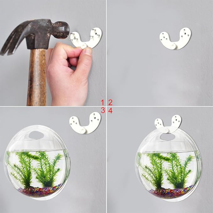 Outgeek Wall Fish Bubble Wall Hanging Bowl Clear Acrylic Vase Flower Plant Pot Aquarium 9in (0.5-Gallon)