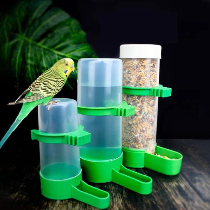 Bird Feeder, Bird Water Dispenser for Cage, XISTEST 2PCS Automatic Bird Water Feeder with 1PCS Food Feeder for Cage Pet Parrot Budgie Lovebirds Cockatiel Automatic Bird Feeder