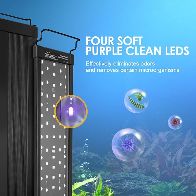 Aquarium Light,42W 24/7 Natural Mode,9 Light Modes(Water Grass Mode & 7 Colors & Cycle),Adjustable Timer and 7 Color Brightness - with Expandable Mounting Bracket for 48~54IN Fish Tank