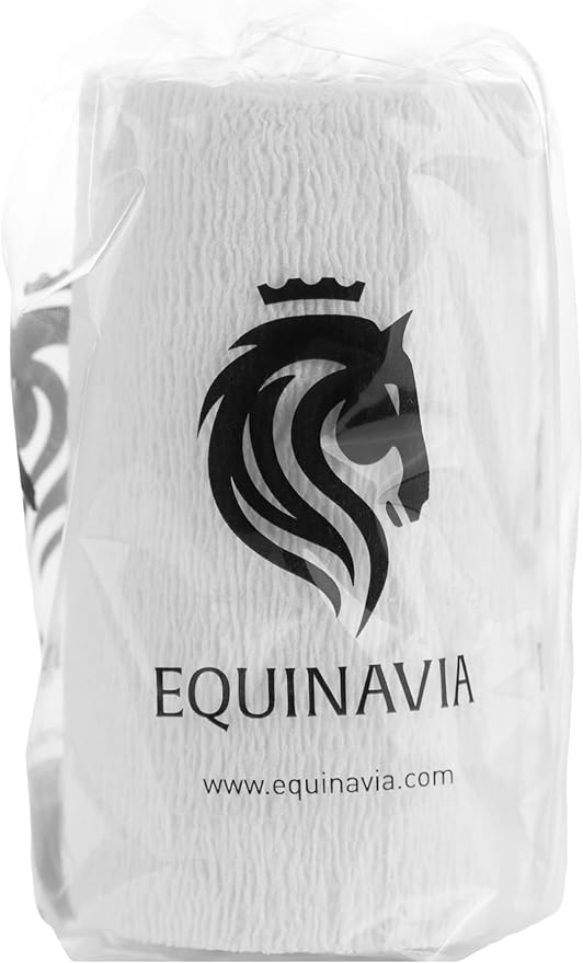 Equinavia 20 Pack Self Adhesive 4 Inch Vet Wraps with Easy-Dispenser Case | Bandages for Horses, Pets, Sports, Tattoo - Black - 20 x 5 yd - White - 20 x 5 yd