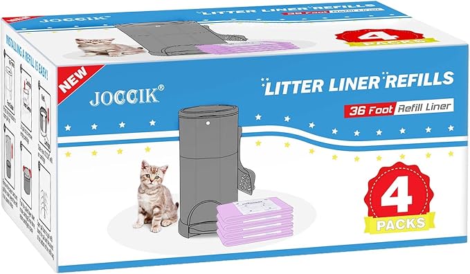Litter Refill Bags Compatible with Litter Champ, 4 Pack One 36 Foot Litter Waste Receptacle Refill Liners