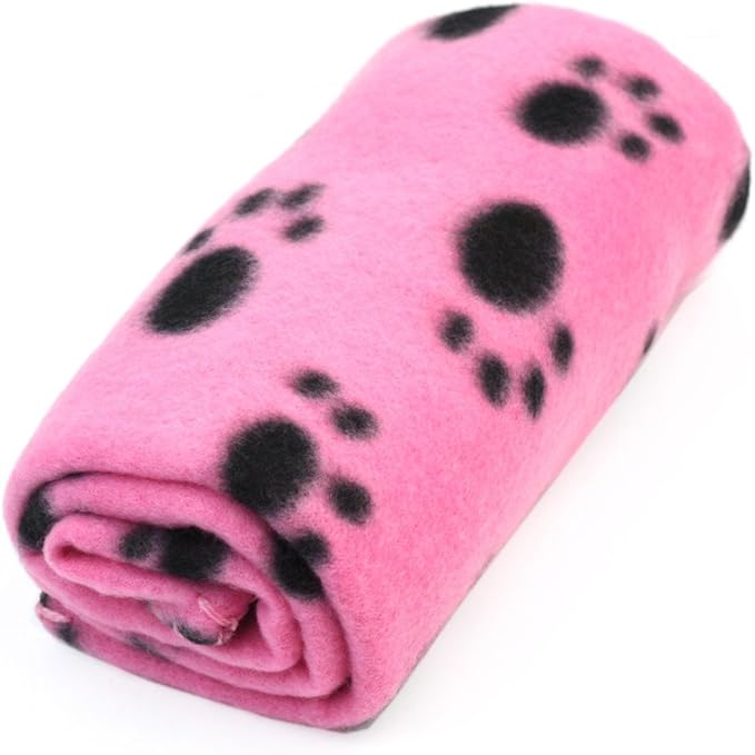 Pet Dog Cat Puppy Kitten Soft Blanket Doggy Warm Bed Mat Paw Print Cushion (Pink)