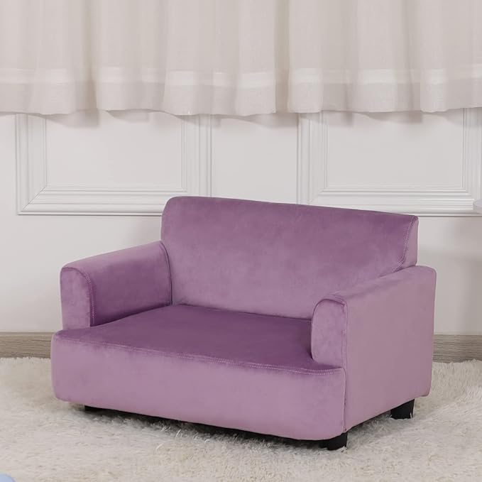 Dog Sofas and Chairs for Small Pet, Pet Sofa Bed with Wooden Frame and Velvet Fabric, Upholstered Dog Bed,Cat Sofa Chair for 45 Pounds Small Animal Using,Purple