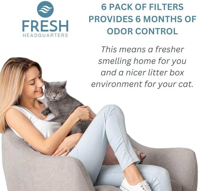 6 Pack Replacement Filters Compatible with Litter-Robot 3 – Activated Charcoal Cat Litter Box Filters Eliminate Odors and Easy Installation