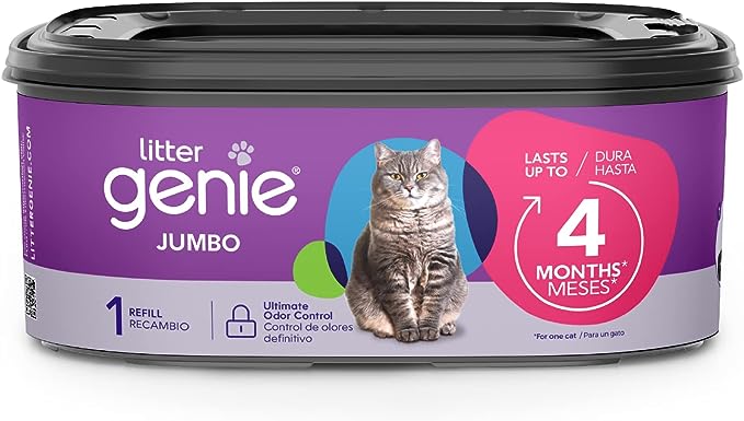 Litter Genie Refill Bags | Jumbo 1-Pack | Up to 4 Months of Supply in 1 Cartridge | Ultimate Odor Control Cat Litter Bags