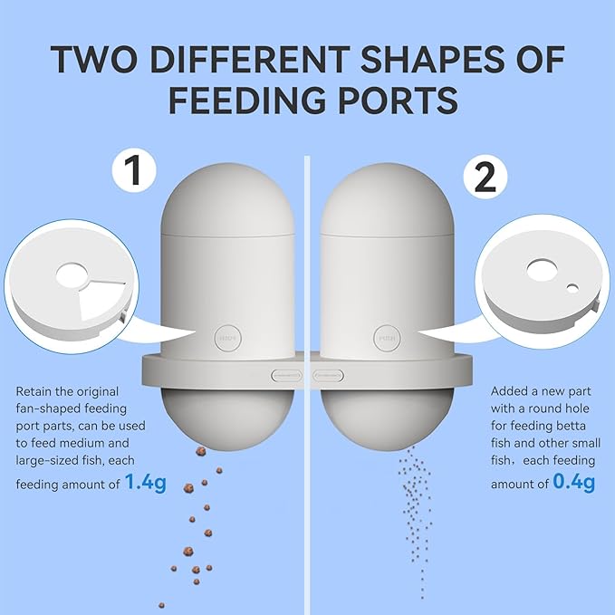 EC Technology Updated Automatic Fish Feeder with 2K Camera, APP Control Auto Fish Feeder, Two Food Export Parts, Visual Fish Feeder Automatic Dispenser, for Small Tank and Aquarium