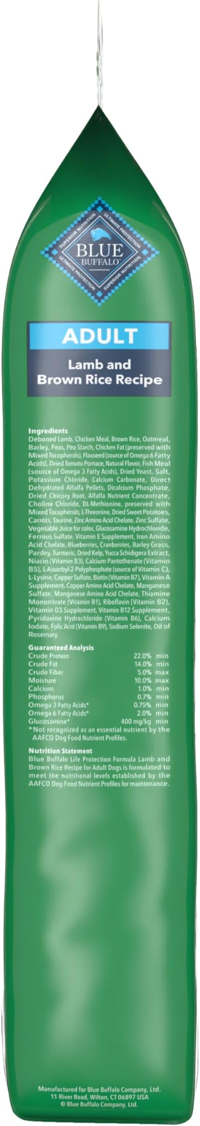 BLUE BUFFALO Life Protection Formula Adult Dry Dog Food, Helps Build and Maintain Strong Muscles, Made with Natural Ingredients, Lamb & Brown Rice Recipe, 24-lb. Bag