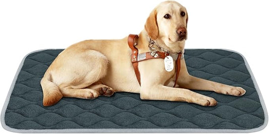 furrybaby Dog Bed Mat Flat Crate Mat with Anti-Slip Bottom Machine Washable Pet Kennel Pad for Dog Sleeping (L 42x28'', Grey Mat)