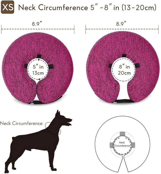 MIDOG Dog Cone Collar, Inflatable Dog Neck Donut Collar Alternative After Surgery, Soft Protective Recovery Cone for Small Medium Large Dogs and Cats Puppies - Alternative E Collar (Rose, XS)