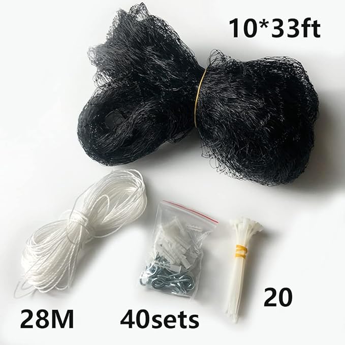 YOKMO Cat Balcony Rail Net Cat Anti-Fall Netting Pet Balcony Mesh Fence Net Dog Fence Nets Black Nylon Pets Anti-Fall Mesh Fence, 10 x 33ft