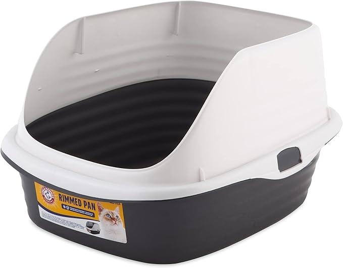 Arm & Hammer Rimmed Cat Litter Box with High Sides and Microban, Made in USA