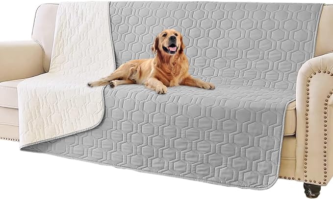 Waterproof & Non-Slip Dog Bed Cover and Pet Blanket Sofa Pet Bed Mat ，car Incontinence Mattress Protectors Furniture Couch Cover for Most Cats Dogs,Pets<52x82-Light Grey>