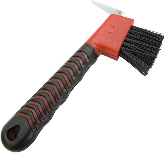 Rubber Handle Hoof Pick w/Brush for Horses, Hoof Pick for Easy Horse Hoof Cleaning, Horse Grooming Supplies