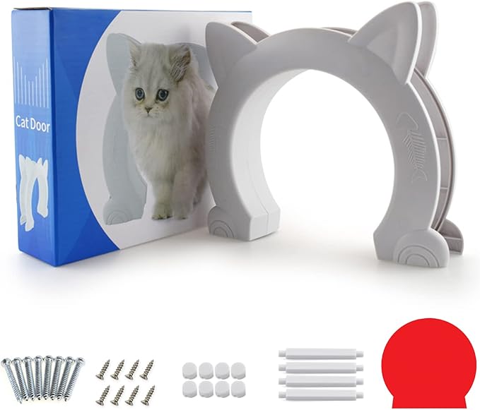 Cat Door,Wulikeke Interior Cat Door Pet Door for Cats Indoor Cat Door Fit Cats up to 25 lbs,with Screws Interior/Install Easily/Interior cat Door Without Flap, XL