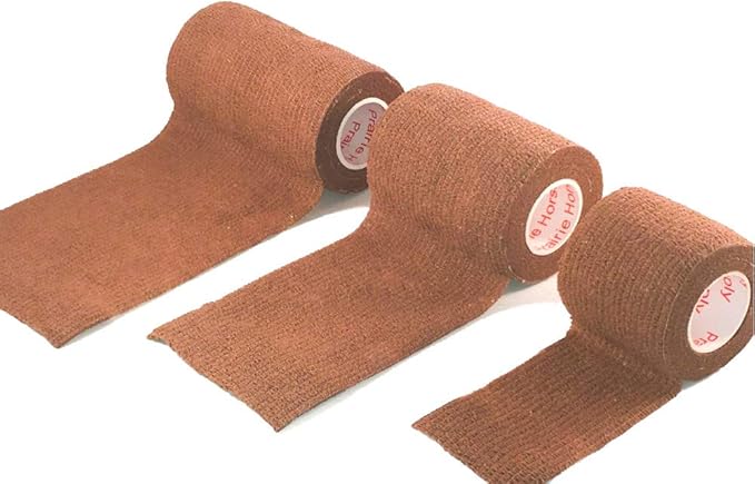 2 Inch Vet Wrap Tape Bulk (Brown) (Pack of 6) Self Adhesive Adherent Adhering Flex Bandage Grip Roll for Dog Cat Pet Horse